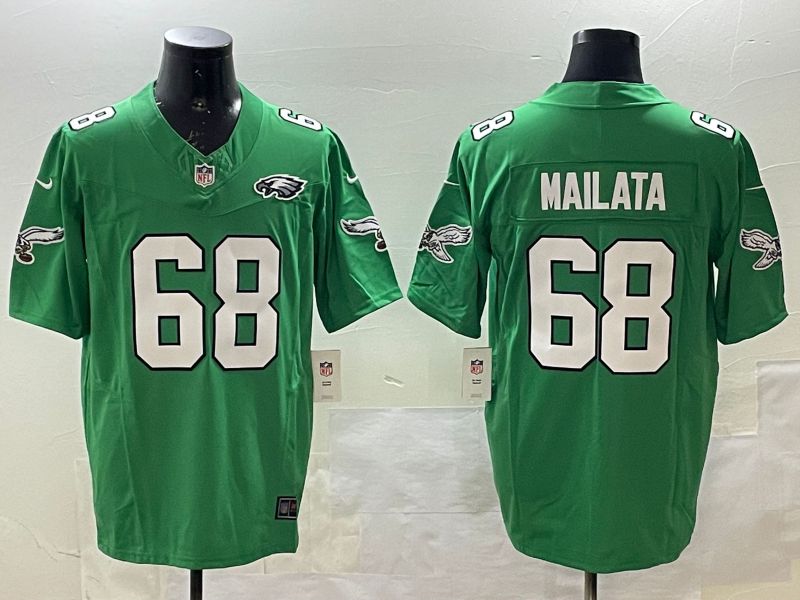 Men Philadelphia Eagles #68 Mailata Green three generations 2025 Nike Vapor Limited NFL Jersey style 4